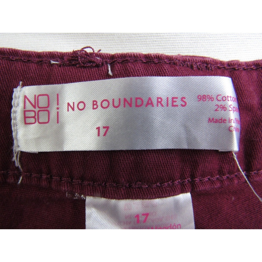 No Boundaries Jeans Straight Burgundy Maroon Red Juniors Size 17 - Picture 6 of 7